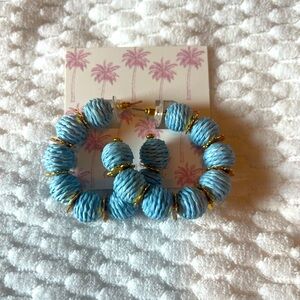 Baby blue rafia hoops